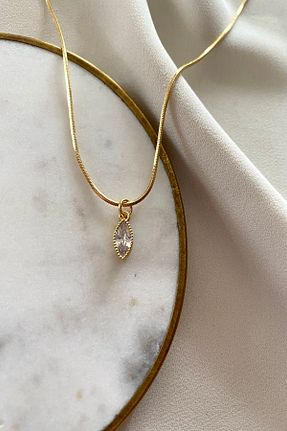 گردنبند جواهر سفید زنانه روکش طلا gaila design - کد 317824686