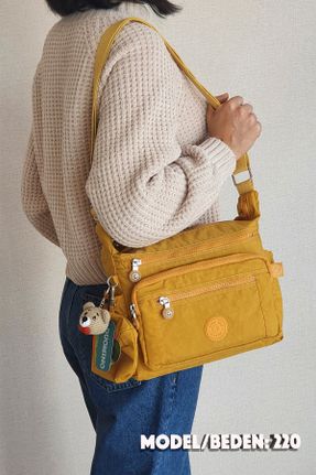 کیف دوشی زرد زنانه پارچه نساجی کد 200390704