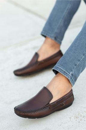 کفش کژوال قهوه ای مردانه چرم مصنوعی پاشنه کوتاه ( 4 - 1 cm ) پاشنه ساده کد 319713892