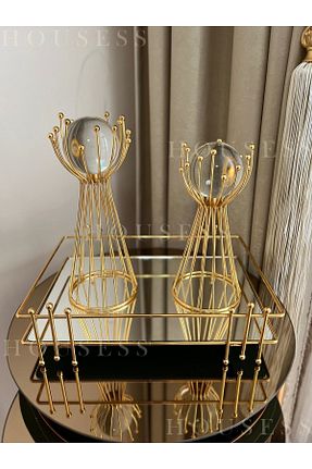 سینی طلائی فلزی Housess - کد 319966463
