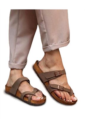 دمپائی قهوه ای زنانه پاشنه تخت Birkenstock - کد 320320169