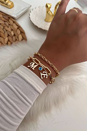 دستبند جواهر طلائی زنانه برنجی Trendy Butik - کد 320321806