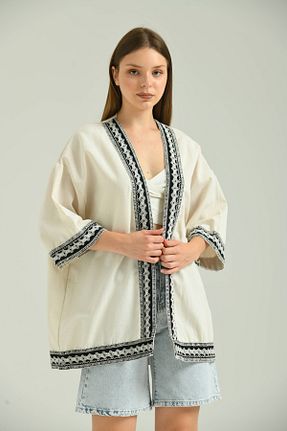 کیمونو و کافتان بژ زنانه کتان VOLT CLOTHİNG - کد 321270918