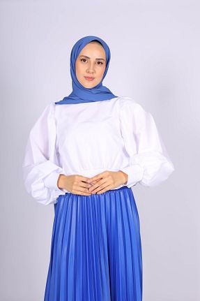 بلوز سفید زنانه پنبه (نخی) کد 321845652