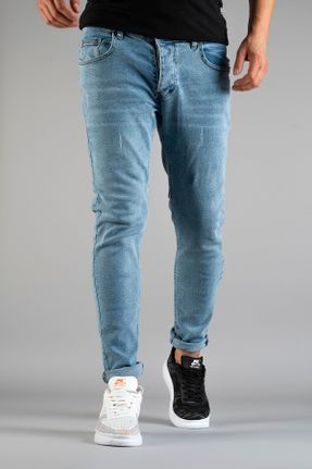 شلوار جین آبی مردانه پاچه تنگ پنبه (نخی) اسلیم کد 322852425