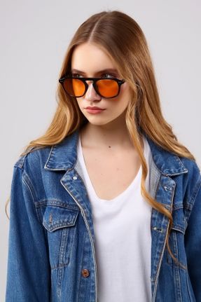 عینک آفتابی نارنجی زنانه 48 UV400 آینه ای گرد کد 120460800