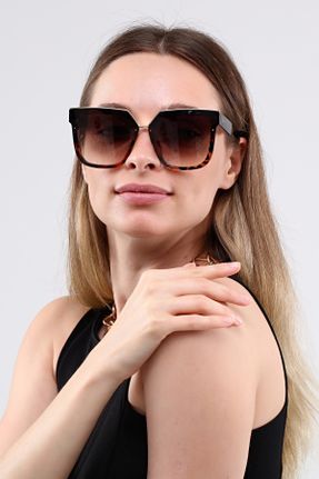 عینک آفتابی قهوه ای زنانه 65 UV400 استخوان سایه روشن کد 277124435