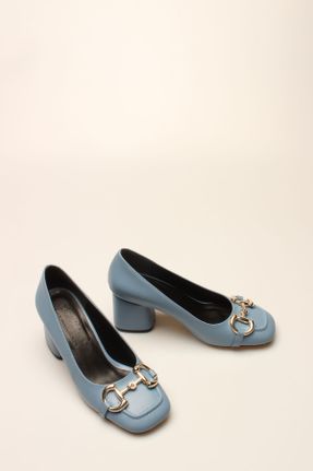 کفش پاشنه بلند کلاسیک آبی زنانه چرم مصنوعی پاشنه ضخیم پاشنه متوسط ( 5 - 9 cm ) کد 322645000