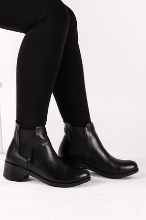 بوت / نیم بوت مشکی زنانه چرم مصنوعی Moda Eleysa - کد 322682746