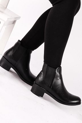 بوت / نیم بوت مشکی زنانه چرم مصنوعی Moda Eleysa - کد 322682746