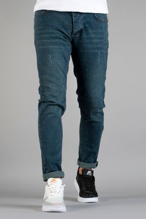 شلوار جین آبی مردانه پاچه تنگ پنبه (نخی) اسلیم استاندارد کد 323066227