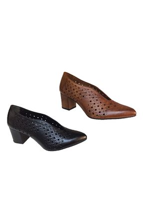 کفش پاشنه بلند کلاسیک مشکی زنانه چرم خالص Elegan - کد 73706007
