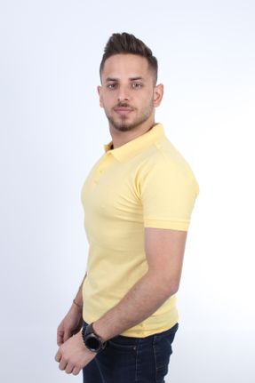 تی شرت زرد مردانه اسلیم فیت یقه پولو 3