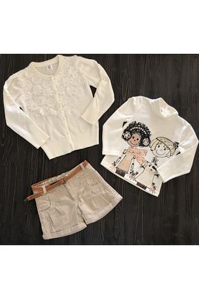 ست بالاتنه و پائین تنه سفید بچه گانه بافتنی karia kids - کد 66820071