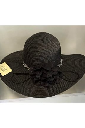 کلاه مشکی زنانه حصیری کد 321707647