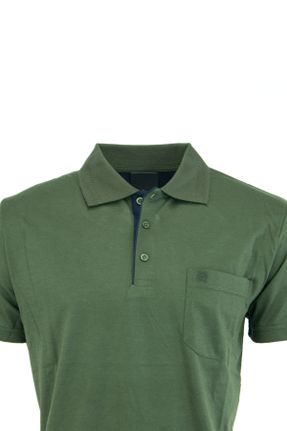 تی شرت خاکی مردانه یقه پولو پنبه (نخی) رگولار تکی بیسیک کد 321873876
