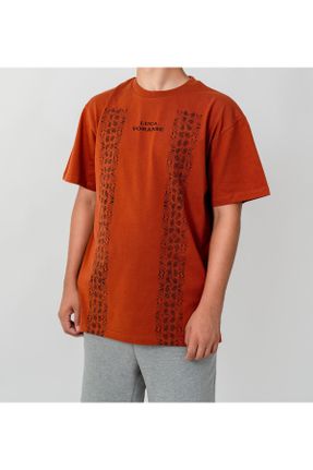 تی شرت نارنجی مردانه پنبه (نخی) رگولار یقه گرد کد 322895476