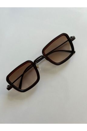 عینک آفتابی قهوه ای زنانه 53 UV400 فلزی هندسی کد 321406956