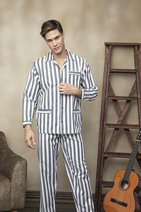 ست لباس راحتی طوسی مردانه %100 پنبه KLY - کد 52966332