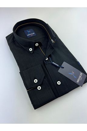پیراهن مشکی مردانه اسلیم فیت MEGALDİ - کد 323469962