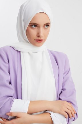شال سفید زنانه شیفون Butikgiz - کد 324430104