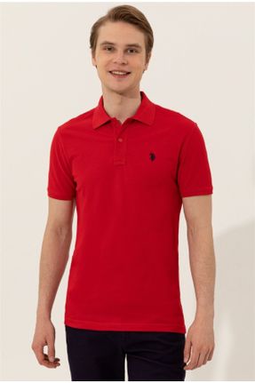 تی شرت قرمز مردانه اسلیم فیت یقه پولو تکی کد 324151398