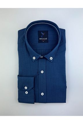 پیراهن سرمه ای مردانه اسلیم فیت MEGALDİ - کد 323467937