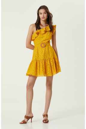 لباس زرد زنانه بافتنی پنبه (نخی) رگولار تک آستین کد 323377600