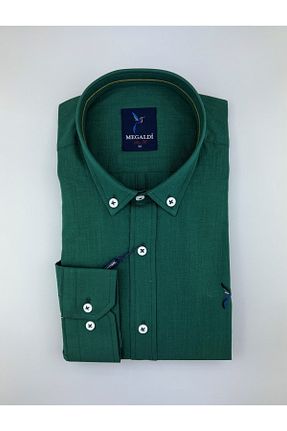 پیراهن سبز مردانه اسلیم فیت MEGALDİ - کد 323467944