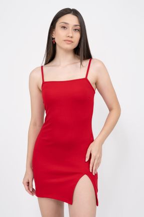 لباس قرمز زنانه بافت مخلوط ویسکون Fitted کد 323952362