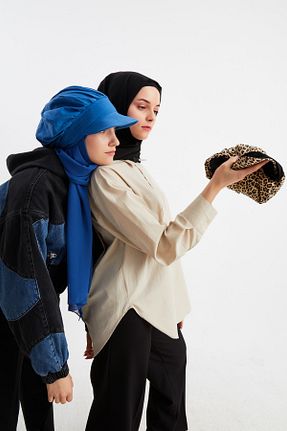 شال آبی زنانه پنبه ای Butikgiz - کد 324656239
