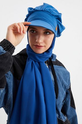 شال آبی زنانه پنبه ای Butikgiz - کد 324609406