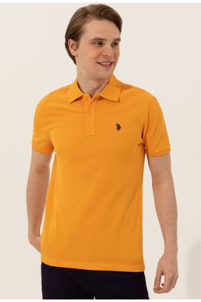 تی شرت زرد مردانه اسلیم فیت یقه پولو تکی کد 324663945