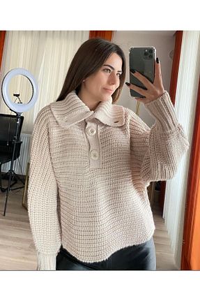 پلیور بژ زنانه ساده AYSENUR STORE - کد 327460652