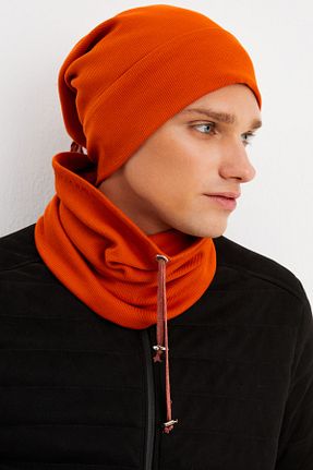 کلاه پشمی نارنجی مردانه پنبه ای Butikgiz - کد 328496732