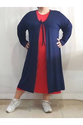 کت سایز بزرگ سرمه ای زنانه ویسکون Mertcan Butik - کد 329872205