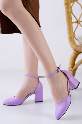 کفش پاشنه بلند کلاسیک بنفش زنانه جیر پاشنه ضخیم پاشنه کوتاه ( 4 - 1 cm ) کد 303849301
