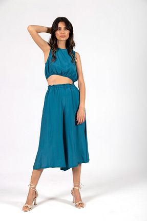 شلوار آبی زنانه ویسکون ALİ ADEN - کد 103130857