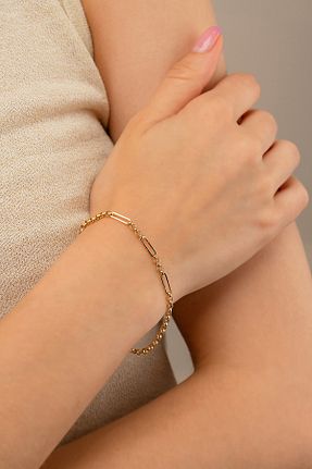 دستبند طلا زرد زنانه 14 عیار GençTaş Kuyumculuk - کد 140895266