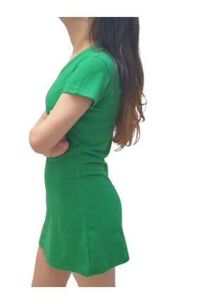 لباس سبز زنانه بافتنی آستین-کوتاه بیسیک کد 234010023