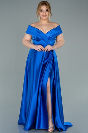 لباس مجلسی سایز بزرگ سرمه ای زنانه یقه قایقی Abiyefon - کد 330510582
