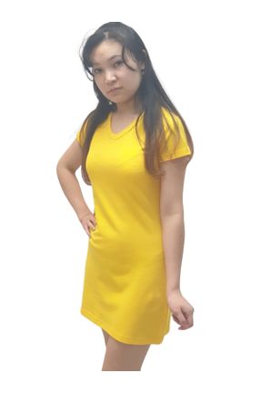 لباس زرد زنانه بافتنی آستین-کوتاه بیسیک کد 234004303