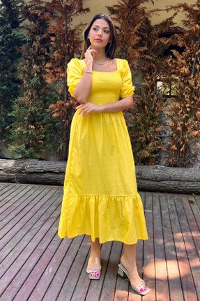 لباس زرد زنانه بافتنی ویسکون آستین-بلند کد 329954706