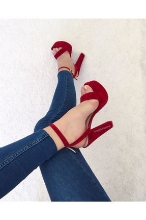 کفش پاشنه بلند کلاسیک قرمز زنانه جیر پاشنه بلند ( +10 cm) پاشنه پلت فرم کد 330045410