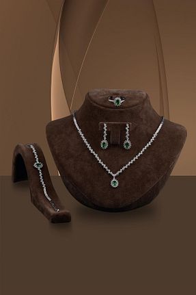 ست نقره نارنجی زنانه زمرد OSMANLI GÜMÜŞ - کد 47994686