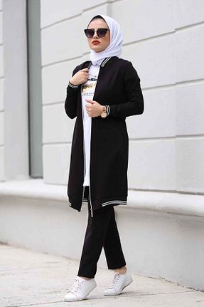 ست گرمکن حجاب مشکی زنانه اورسایز ButikKardelen - کد 330494373