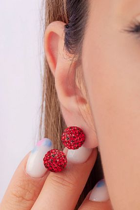 گوشواره نقره قرمز زنانه 925 عیار ATEŞ GOLD - کد 331584927