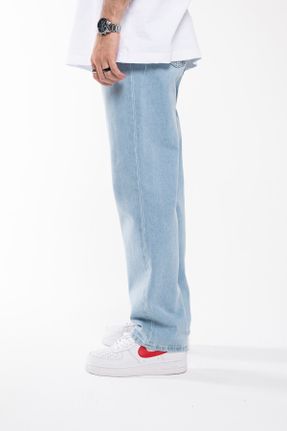 شلوار جین آبی مردانه پاچه راحت جین ساده جوان بلند کد 331704375