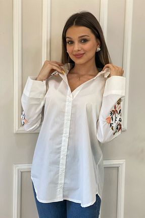 پیراهن سفید زنانه رگولار Ateilerdijle - کد 331886870