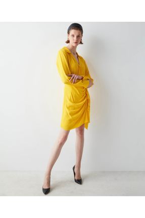 لباس زرد زنانه بافتنی ویسکون رگولار آستین-بلند کد 332306551